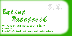 balint matejcsik business card